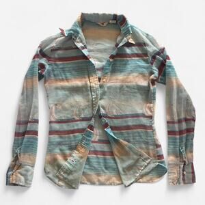 Vintage Sailboat Striped Mesh Blouse | Size XS–S | Beachy Summer Top 🐚⛵️